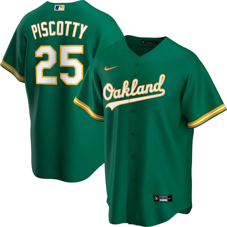 Mens Oakland Athletics 25 Stephen Piscotty Nike Green Official Replica Player MLB Jerseys